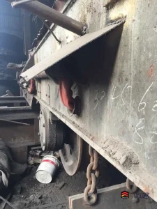 Close-up of Firesleeve Heat Insulation Sleeves in Wheel Axle Area of Hot Metal Transport Vehicle