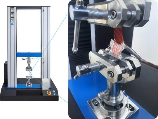 Properly install the specimen in the testing equipment and ensure even pull is applied across its width.