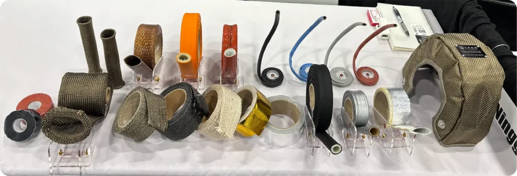 Hantai showcased the traditional materials like titanium wrapping tape, fire sleeve, spark plug protective boots, and turbo charger cover